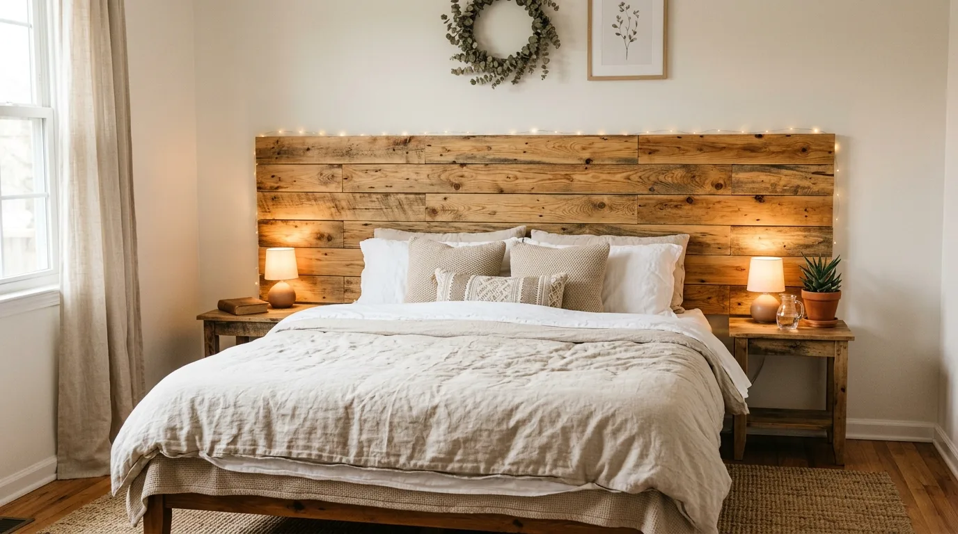 Bedroom styled with a large area rug for a cozy budget refresh.