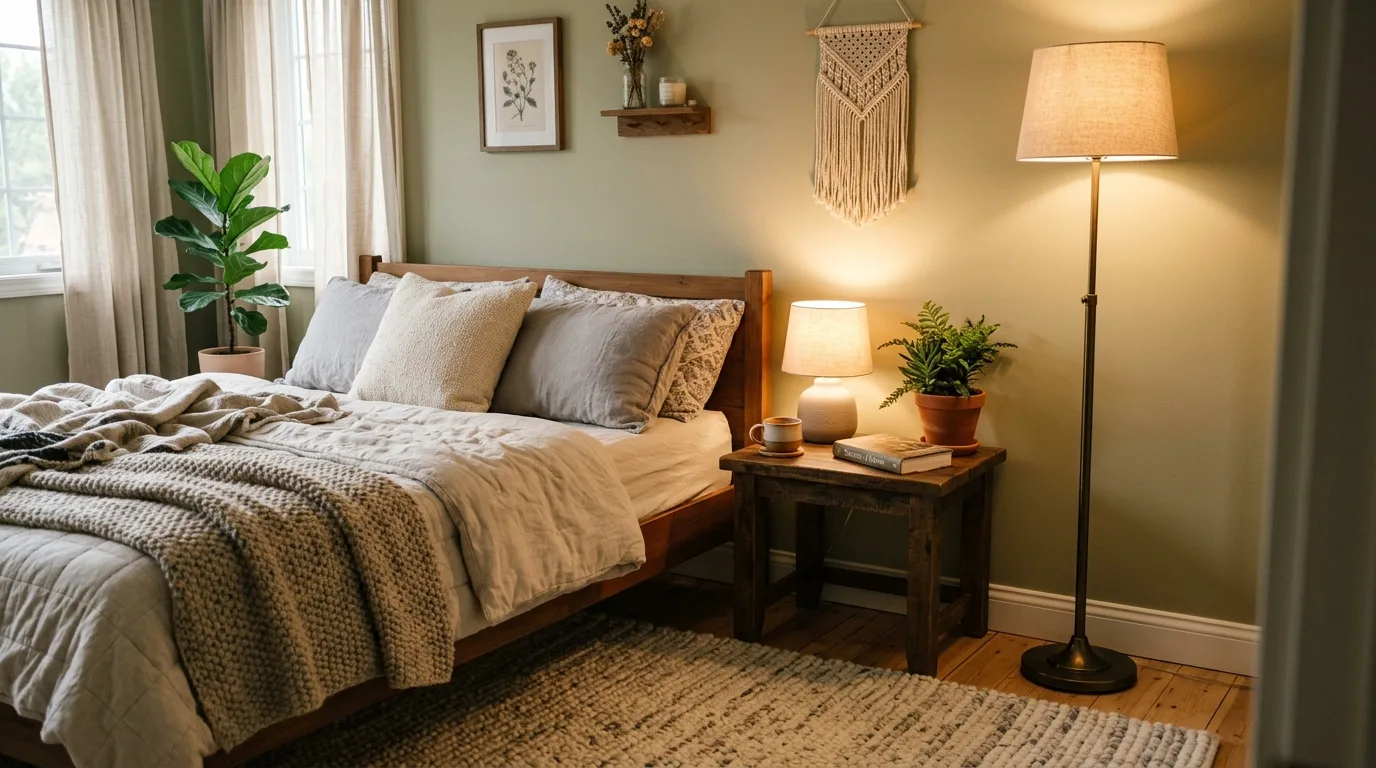 Affordable bedroom refresh with a bench or accent chair.