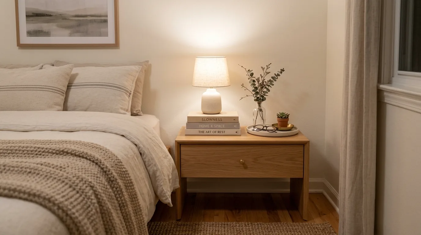 Nightstand styling for a simple and affordable bedroom refresh.