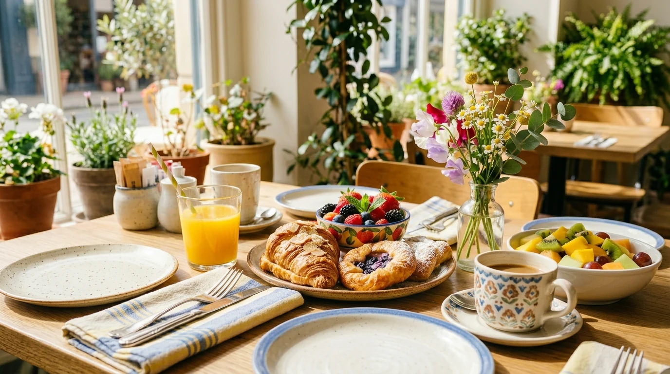 Garden-party summer dining table filled with floral seasonal styling.