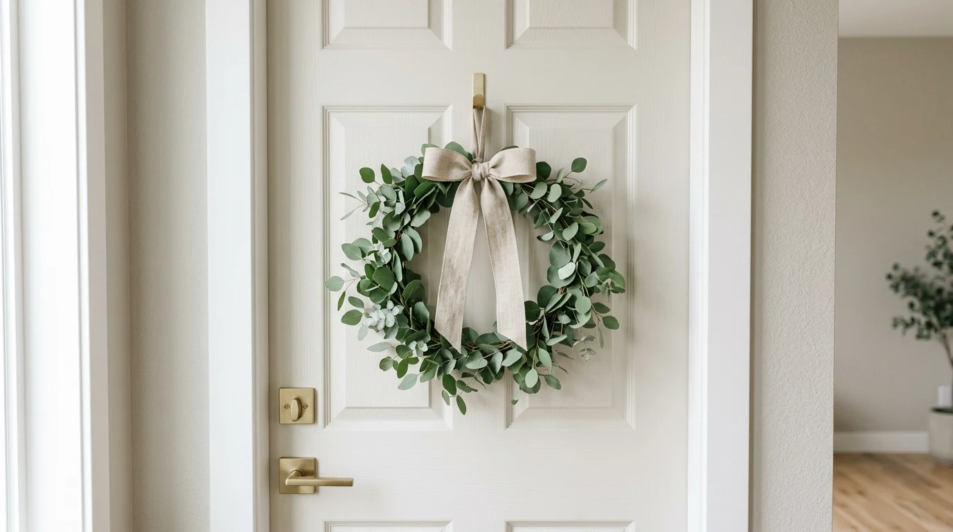 Rustic grapevine fall wreath decorated with mini gourds and natural texture.