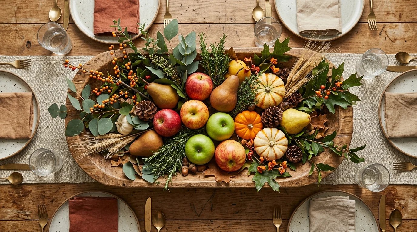 Thanksgiving dining table styled with burgundy florals and elegant autumn decor.