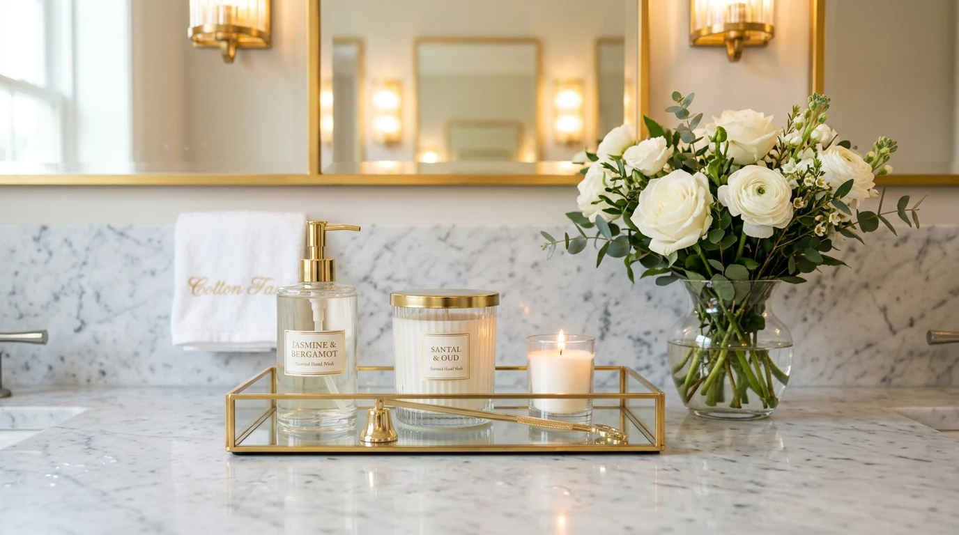 Beautiful coffee corner with matching canisters styled on a kitchen countertop.