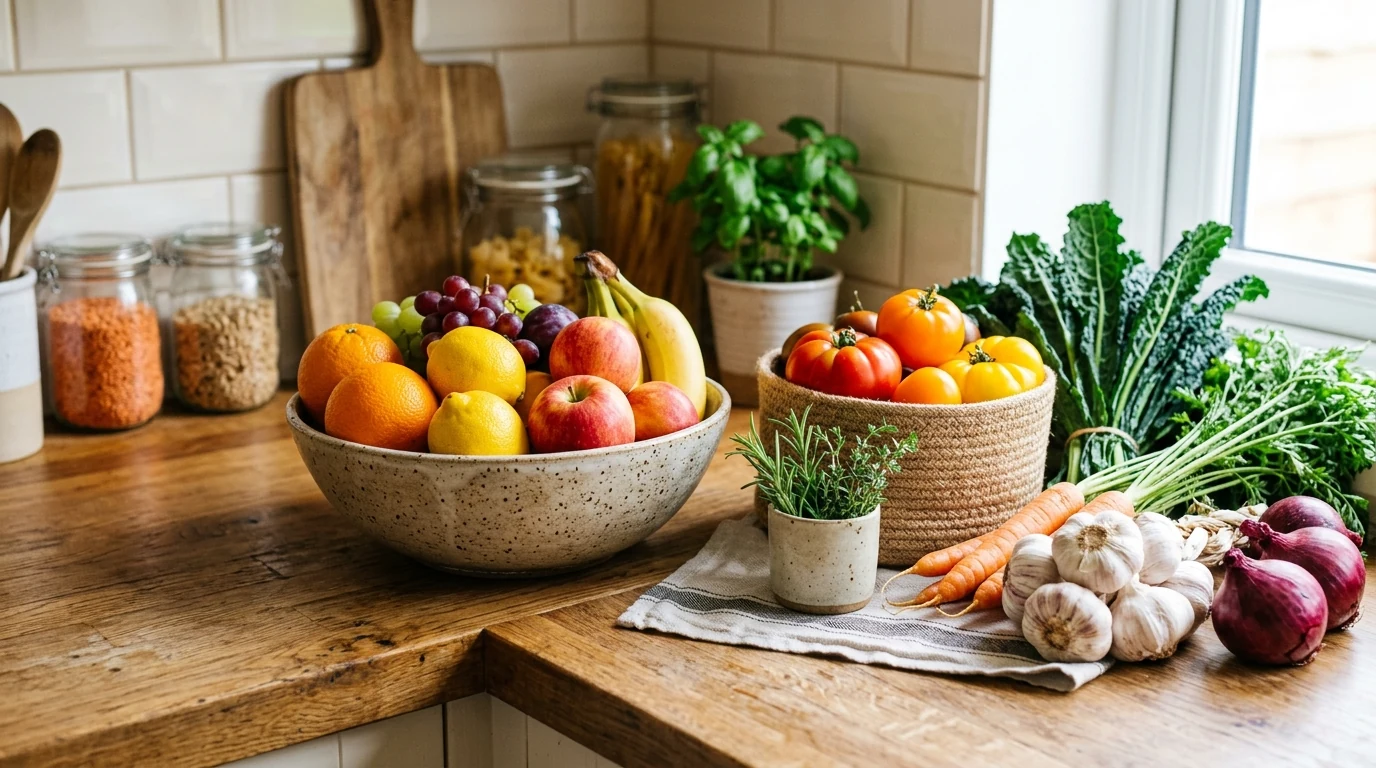 Kitchen peninsula styled with simple countertop decor for a polished breakfast area.