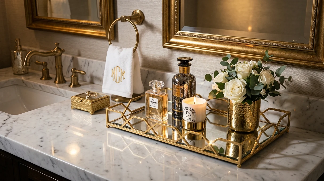 Kitchen countertop with glass jars storing staples in a stylish organized way.