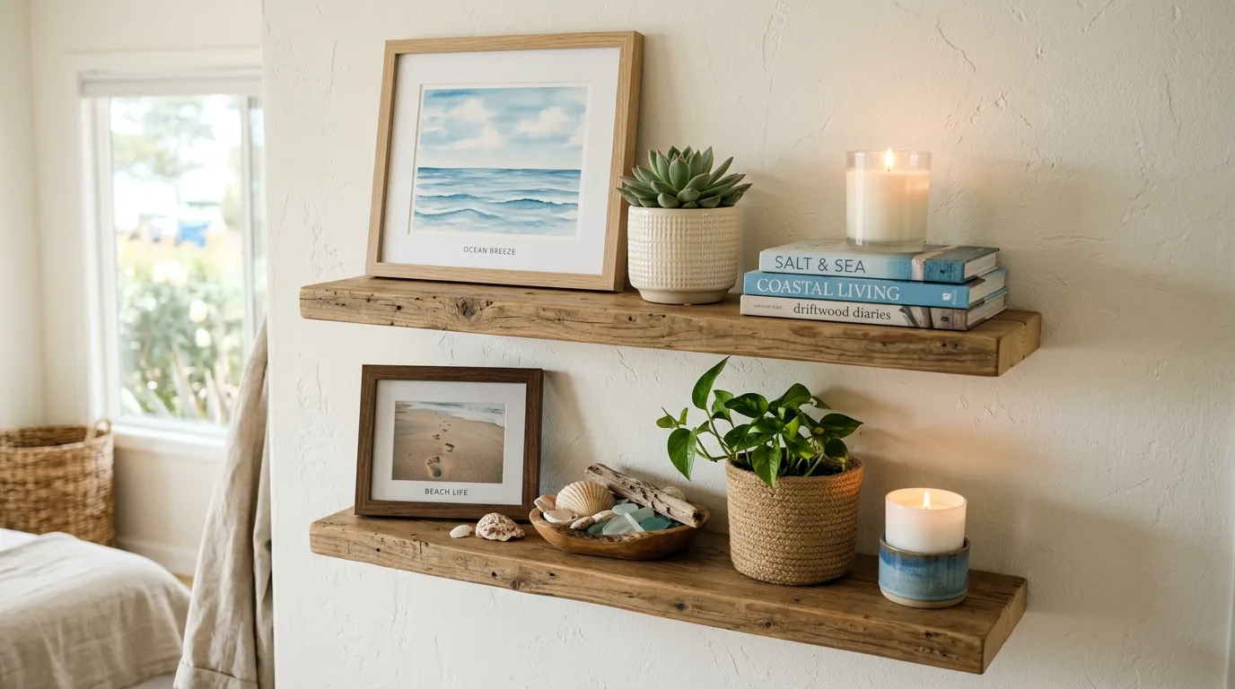 Coastal room with layered linen curtains and breezy natural light.