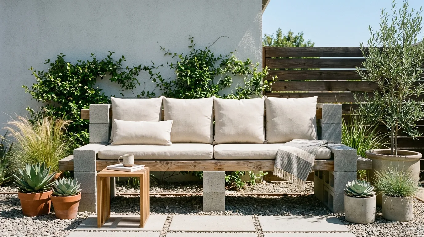 Budget-friendly backyard dining area with simple outdoor furniture.