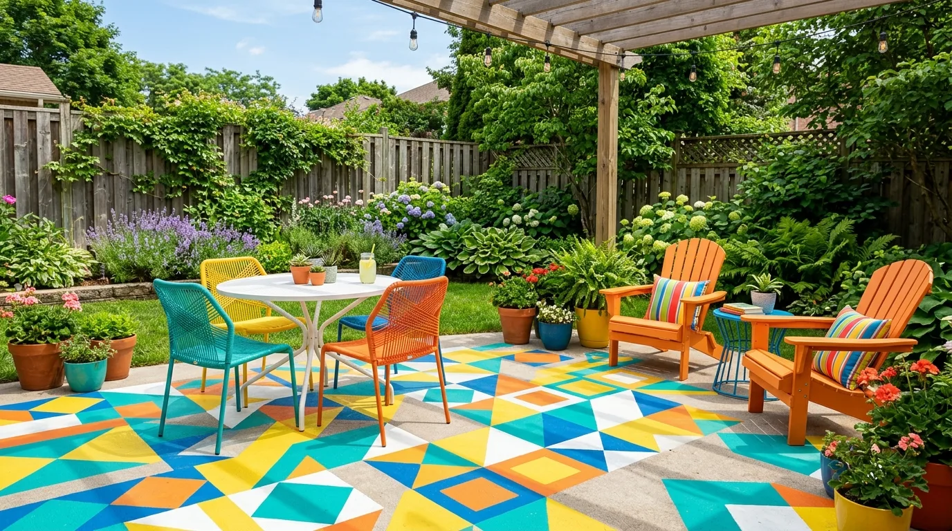 Affordable backyard design with raised planting beds and neat borders.