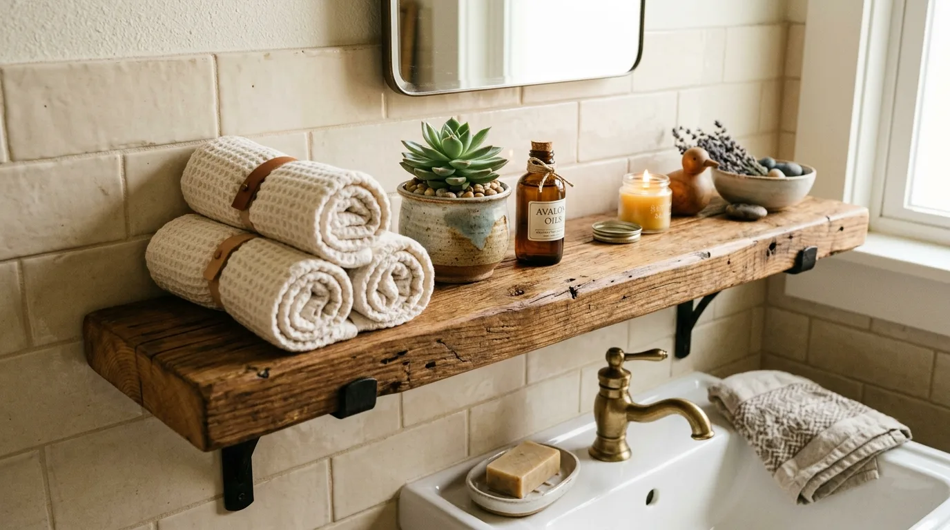 DIY bathroom mirror framed for a more polished custom look.