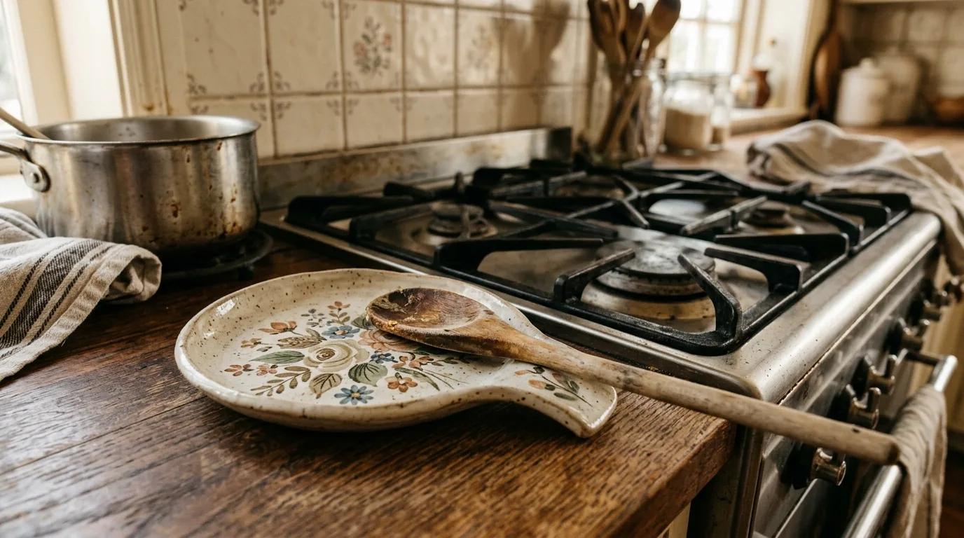 Charming retro kitchen accessories layered together for a collected vintage look.