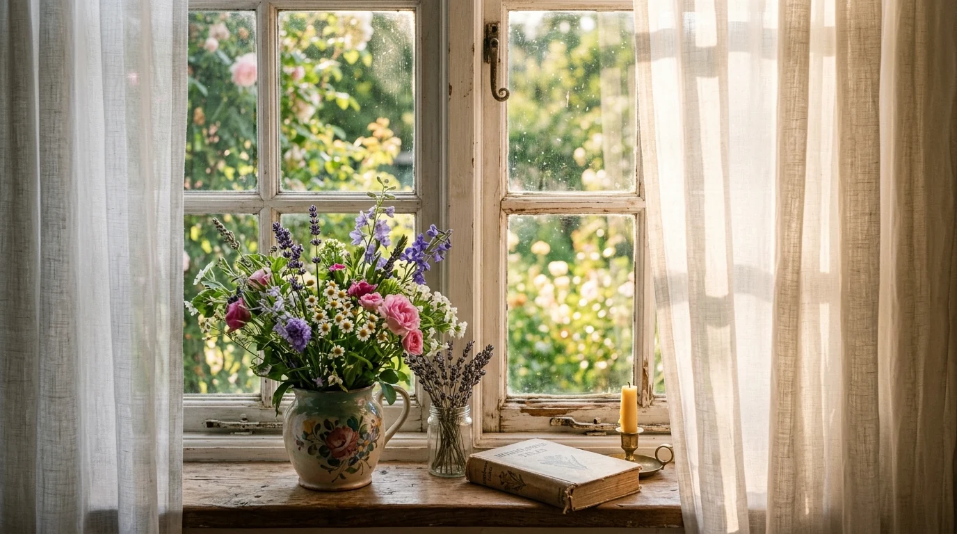 Enchanting cottagecore home using natural materials throughout every corner.