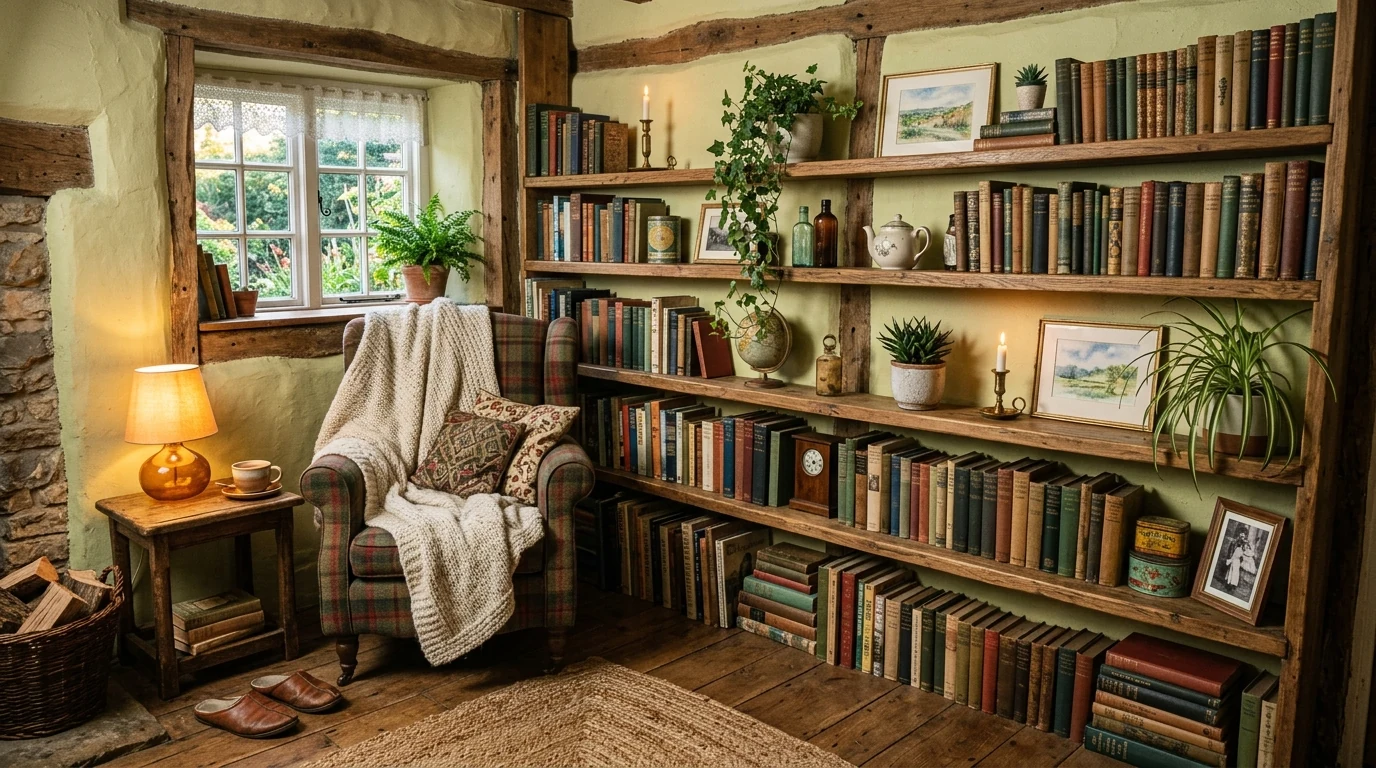 Romantic cottagecore decor gathered with a gentle collected feel.