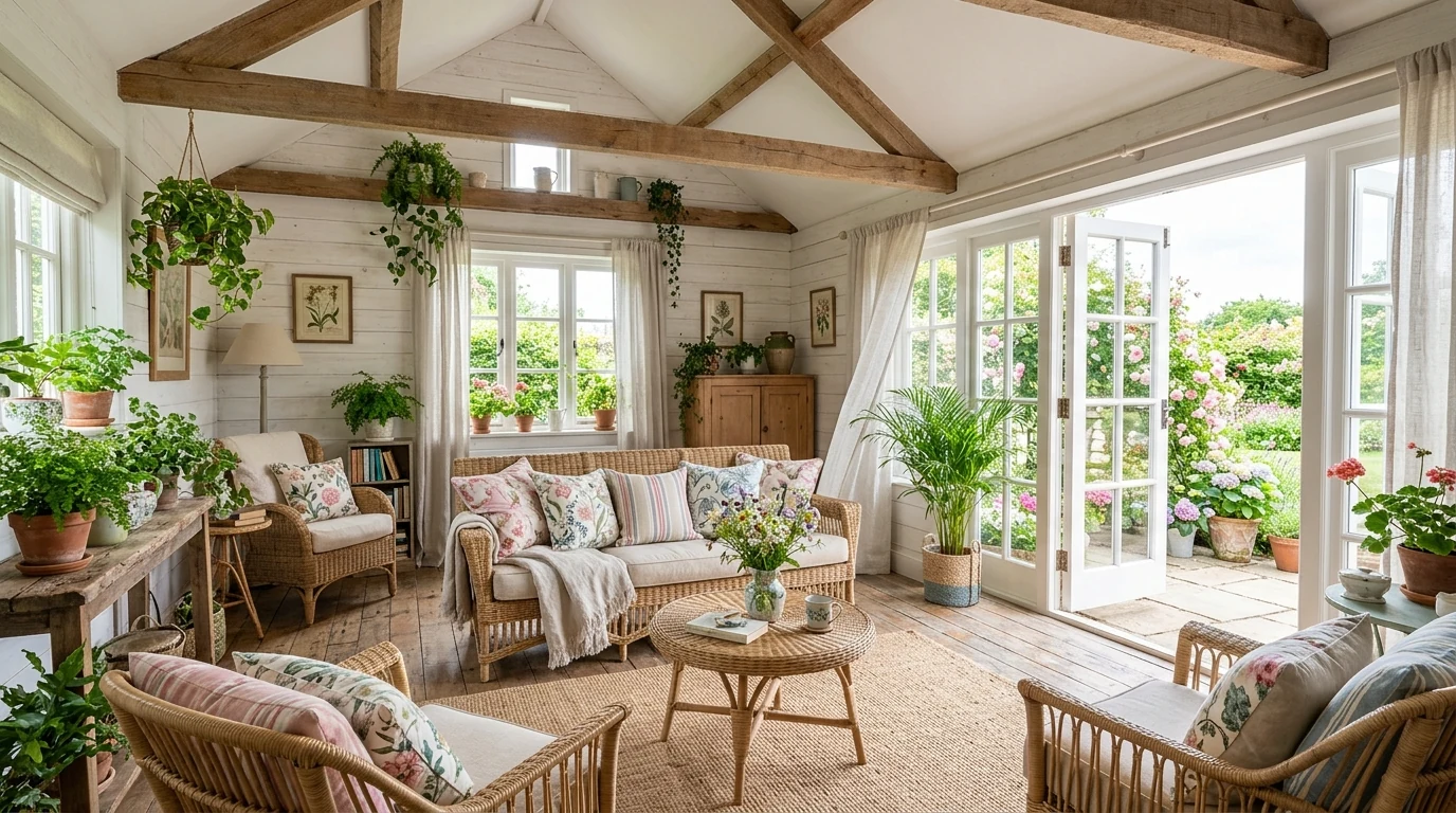 Charming cottagecore home decor styled as a romantic retreat throughout the house.