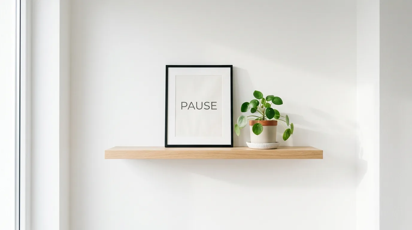Bathroom wall above the toilet with a tiered shelf arrangement.