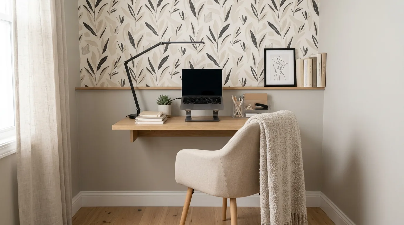 Temporary rental storage upgrade using freestanding furniture with a built-in look.