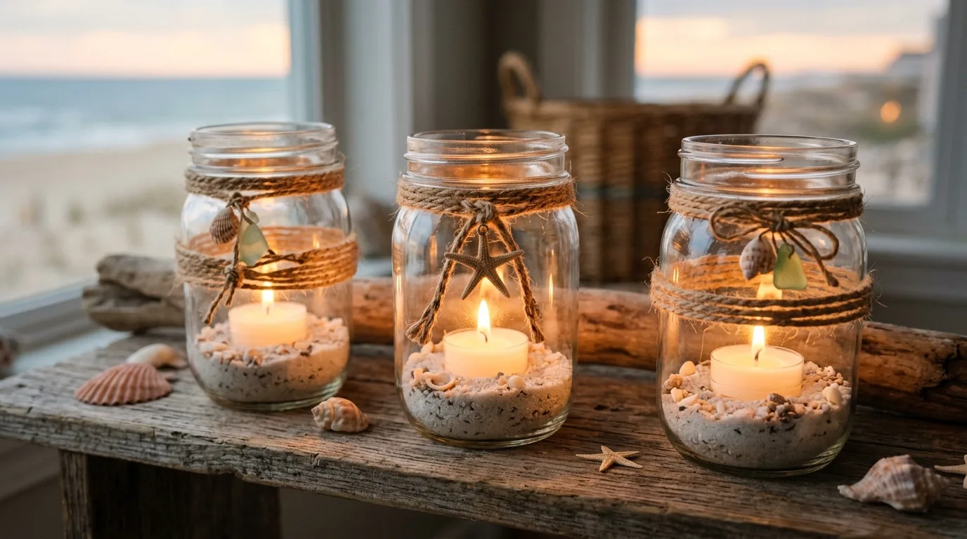 Coastal interior styled with sea-glass green accents and airy beach tones.