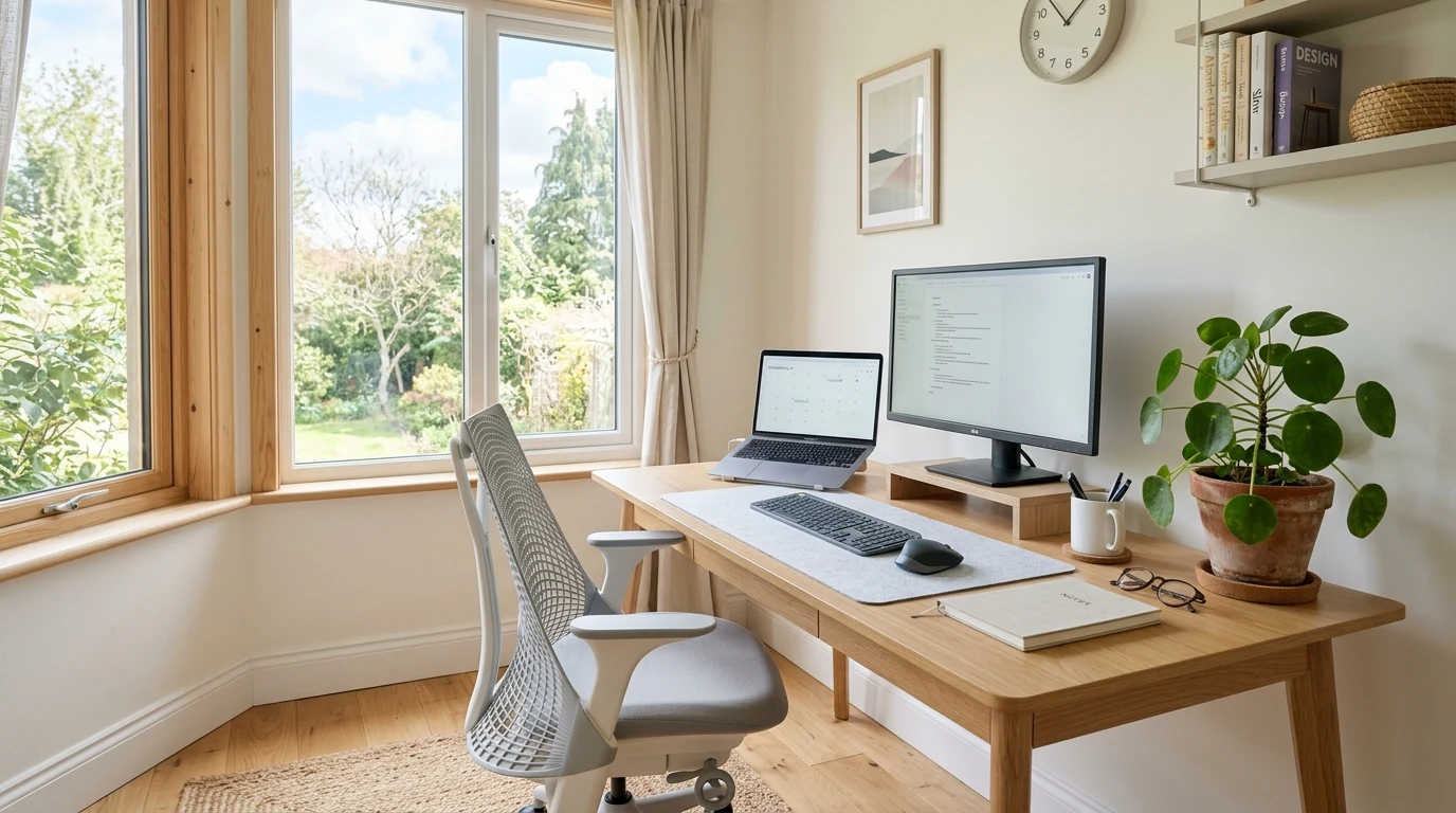 Kitchen refreshed for spring with soft color and seasonal accents.