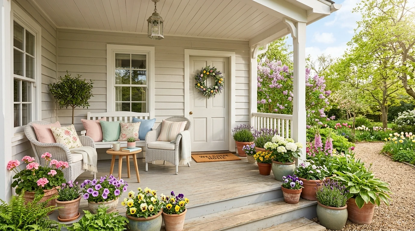 Spring decor using baskets and natural textures for a warm fresh look.