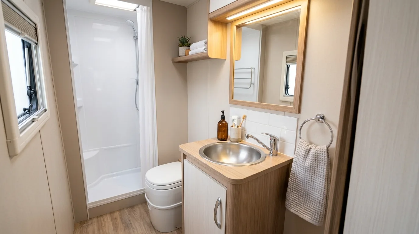 Camper decor with vintage camp-inspired accents and retro styling.