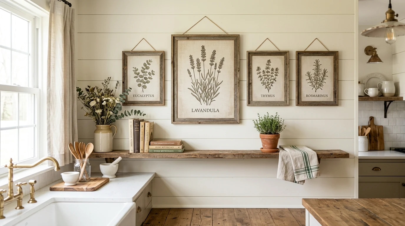 Stacked stoneware mixing bowls adding charm to a vintage-inspired kitchen.