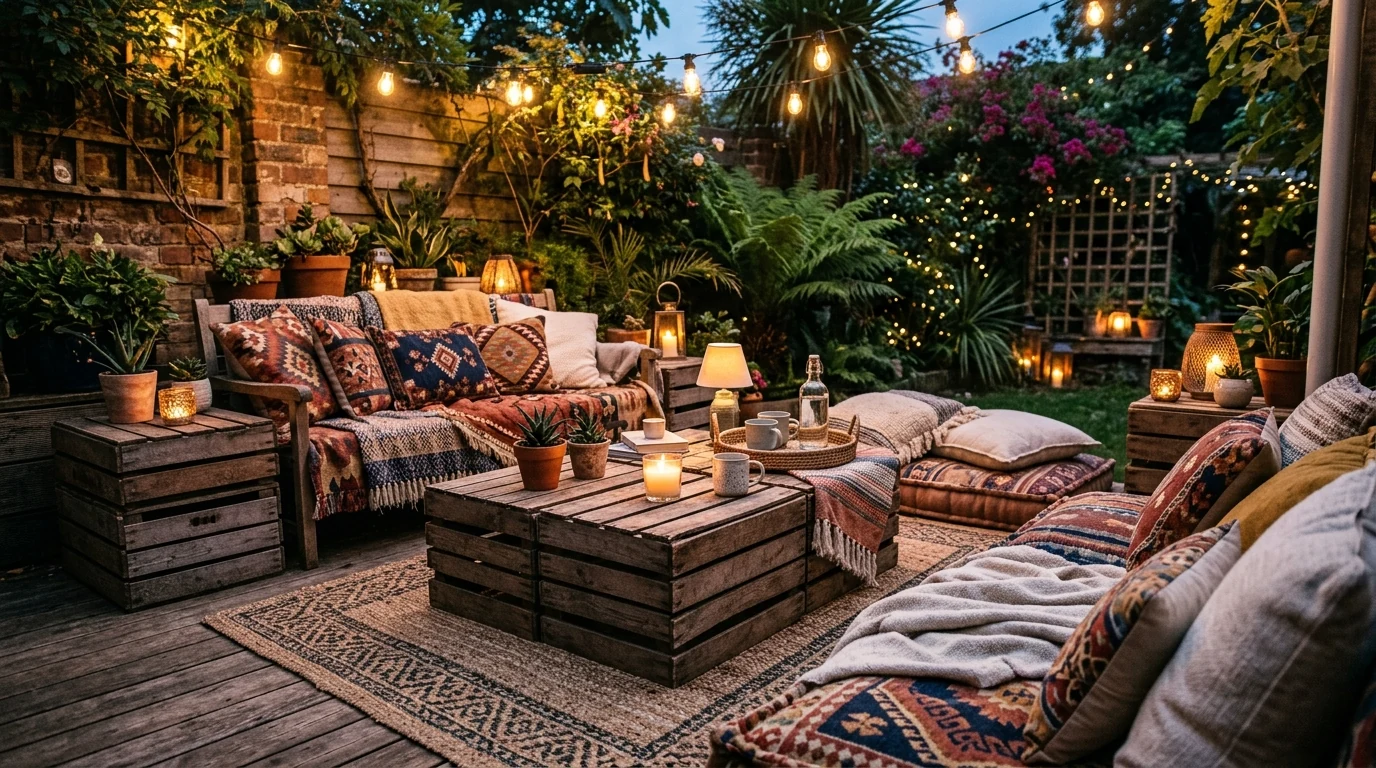 Budget backyard refresh with a small water feature or stock tank.