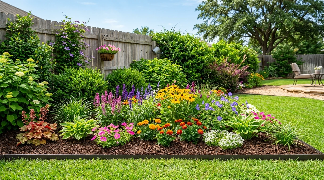 Backyard transformation with a shaded outdoor dining spot.