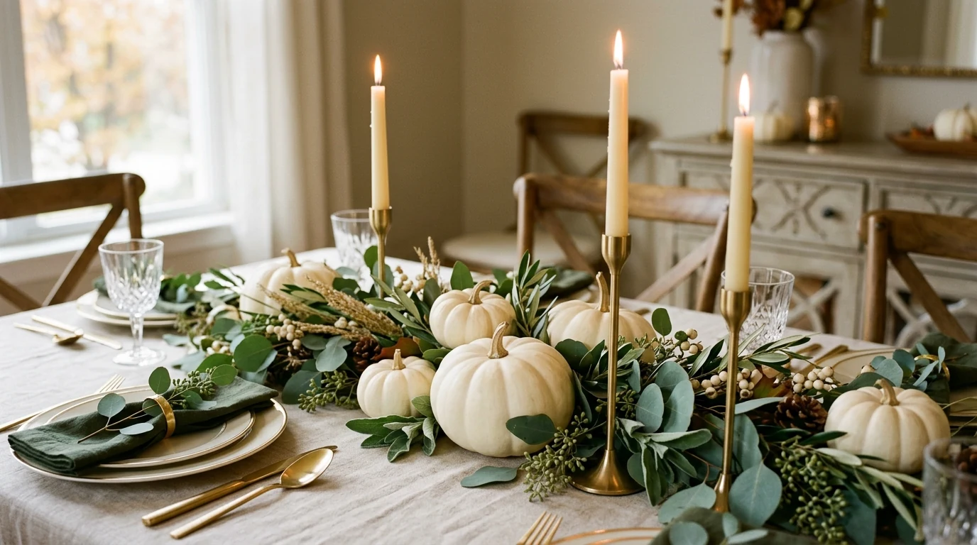 Elegant Thanksgiving centerpiece and tablescape styling for holiday hosting.