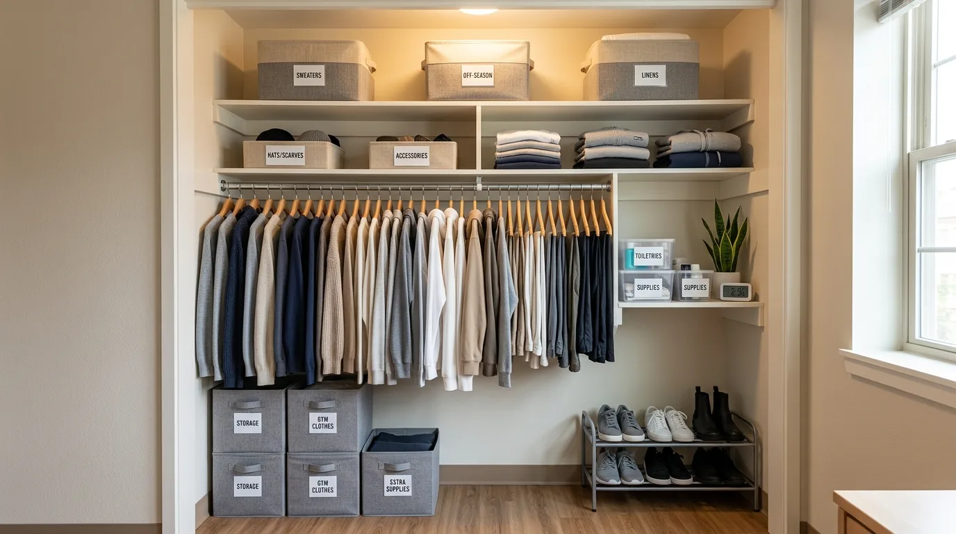 Dorm desk styled with vertical storage and neat study organization.