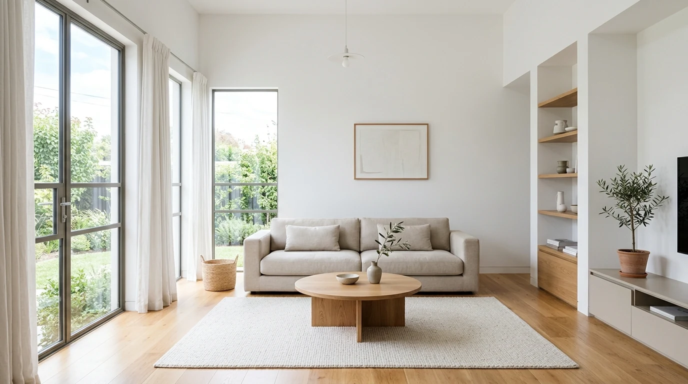Minimalist home essentials supporting simplified living in a calm interior.