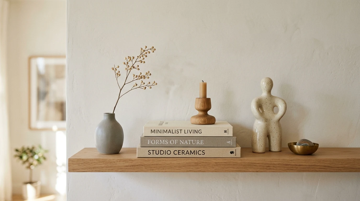 Minimalist home decor essential with one or two meaningful statement pieces.
