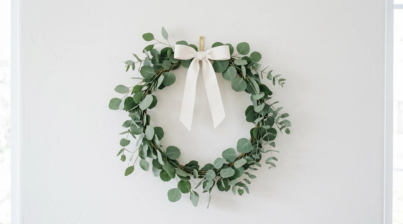 Spring grapevine wreath with mixed wildflowers and greenery.