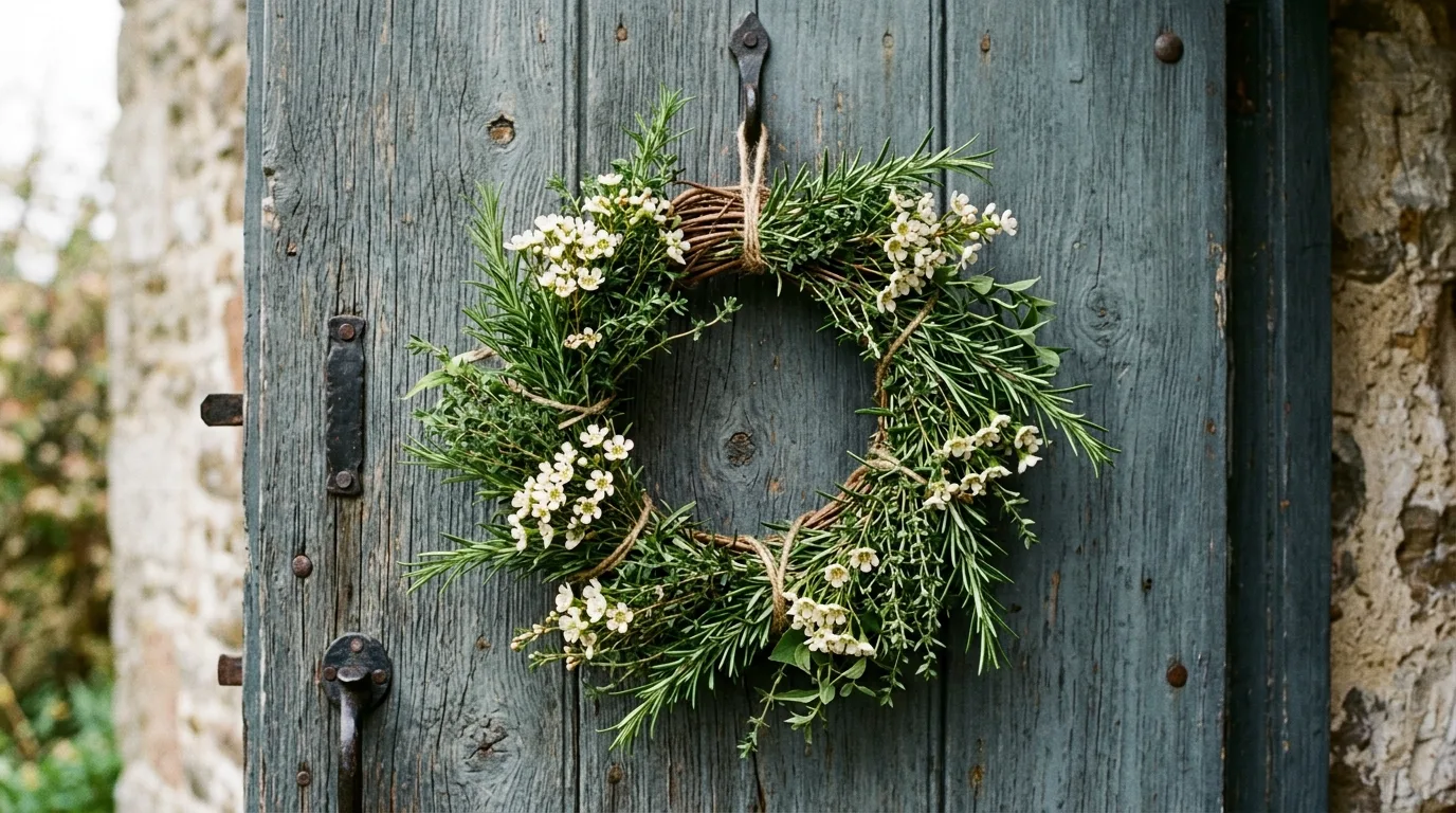 Spring wildflower wreath with mixed blooms and meadow-inspired color.