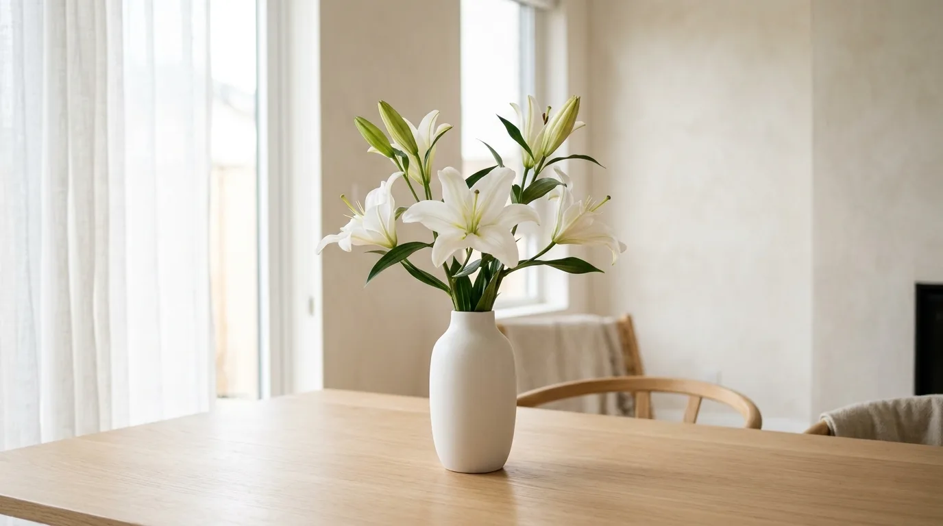 Spring centerpiece using pastel eggs and moss on a dining table.