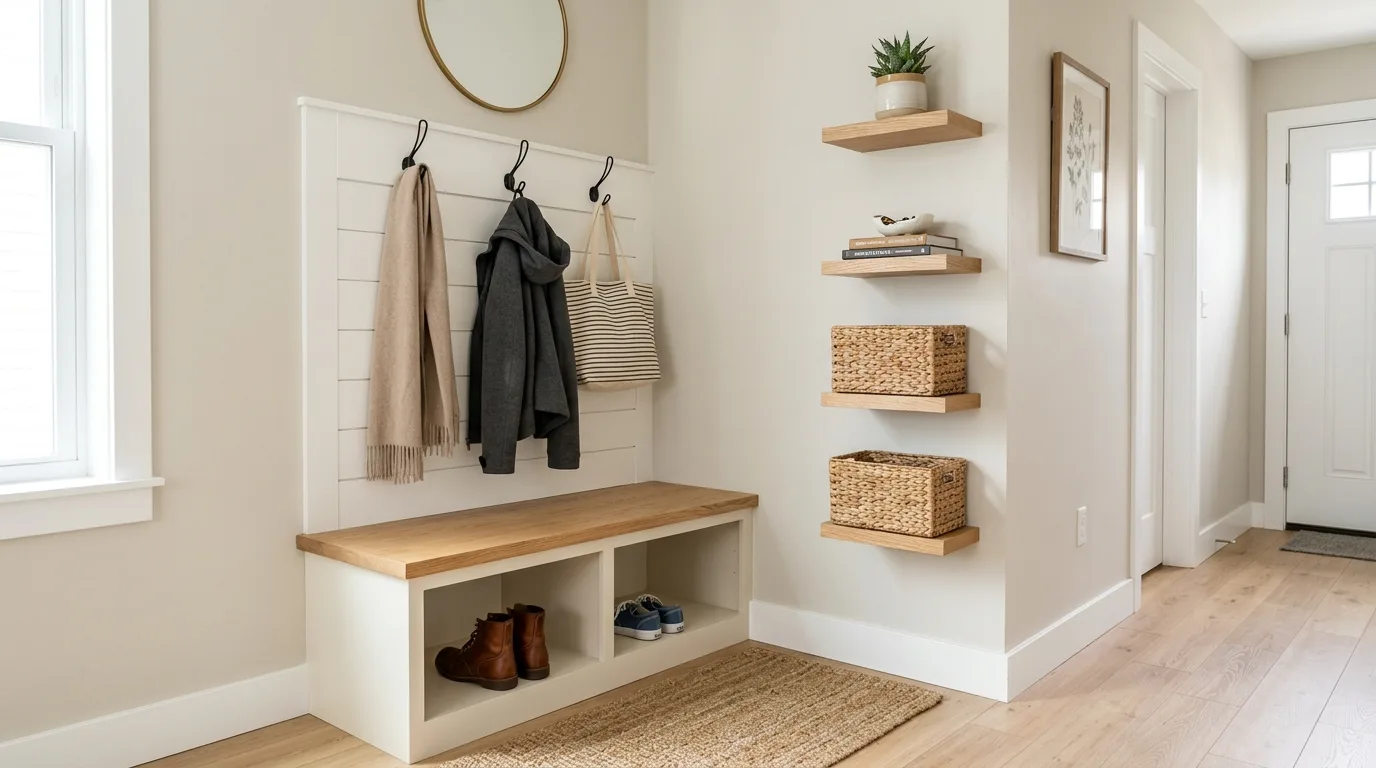 Beautiful family mudroom that feels both practical and stylish.