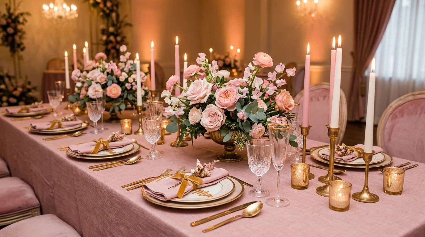 Galentines party backdrop with heart balloons and festive decor.