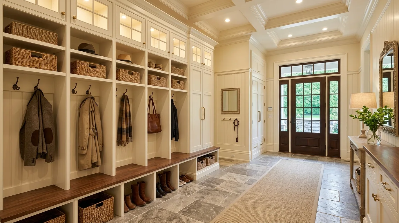 Beautiful family mudroom that feels both practical and stylish.