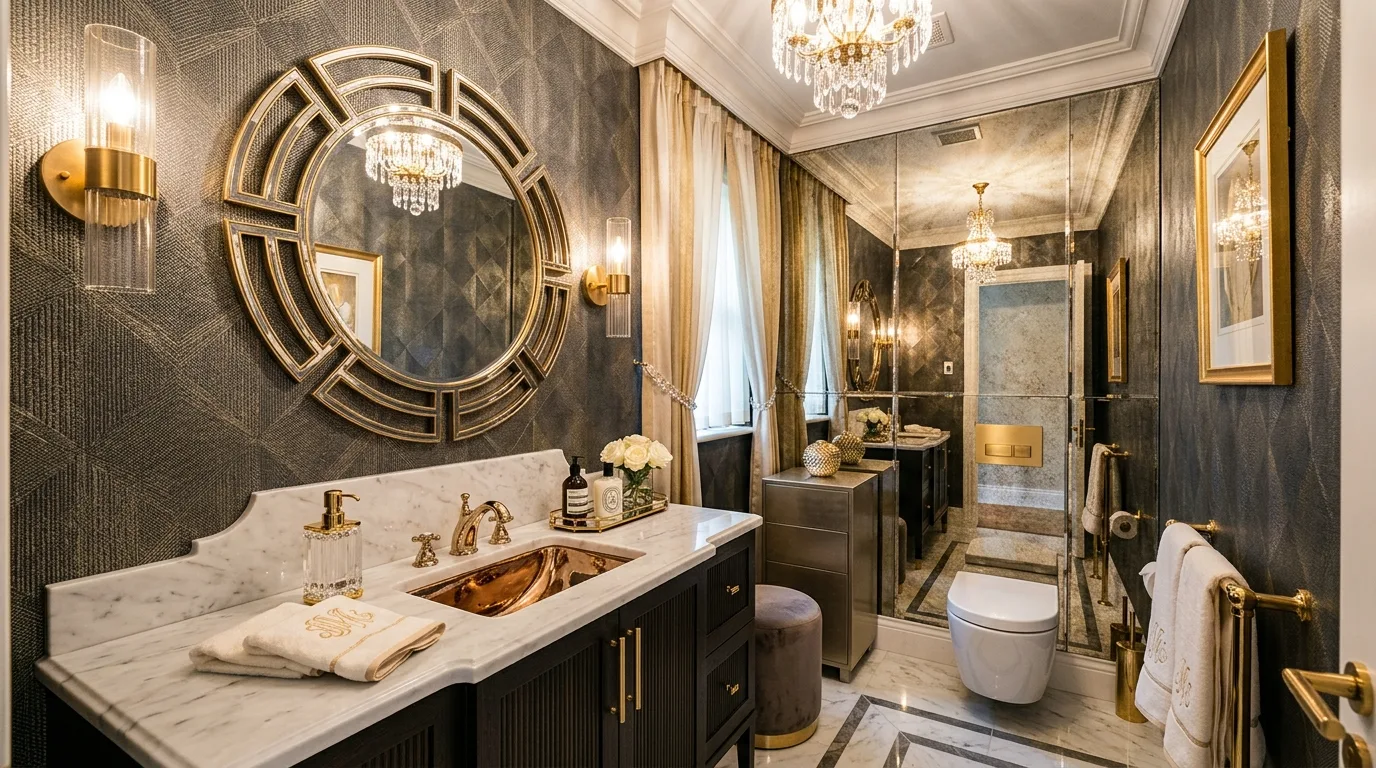 Easy guest bathroom decor with framed art and welcoming styling.