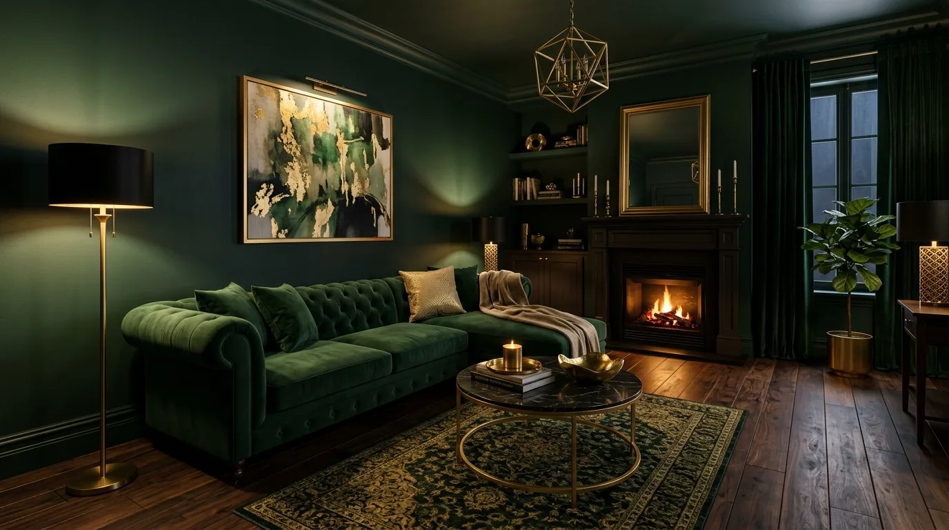 Room styled in dusty rose and neutral tones with soft textiles.