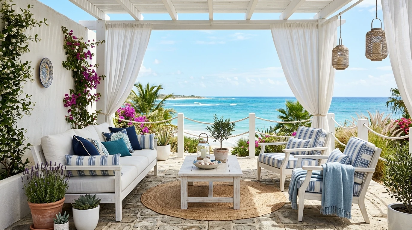 Mediterranean-inspired patio design with warm texture and outdoor charm.