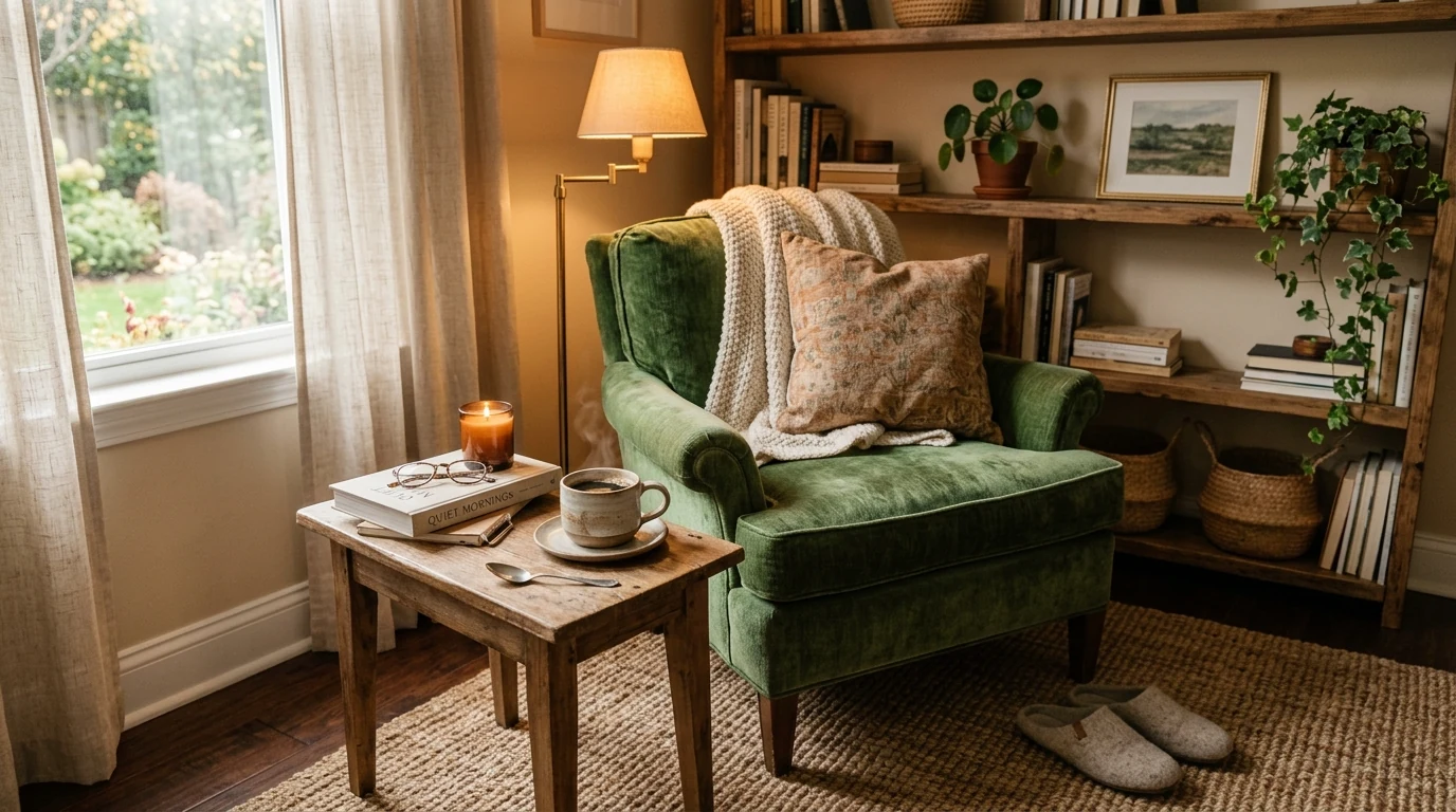 Inviting home coffee bar near a breakfast nook for an easy morning routine.