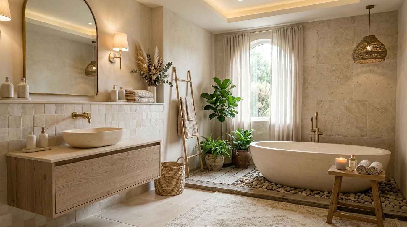 Small spa-like bathroom with frameless clean-lined details.