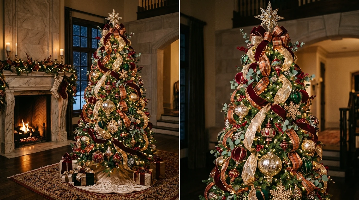 Magical Christmas tree styled as a stunning holiday centerpiece with full atmosphere.