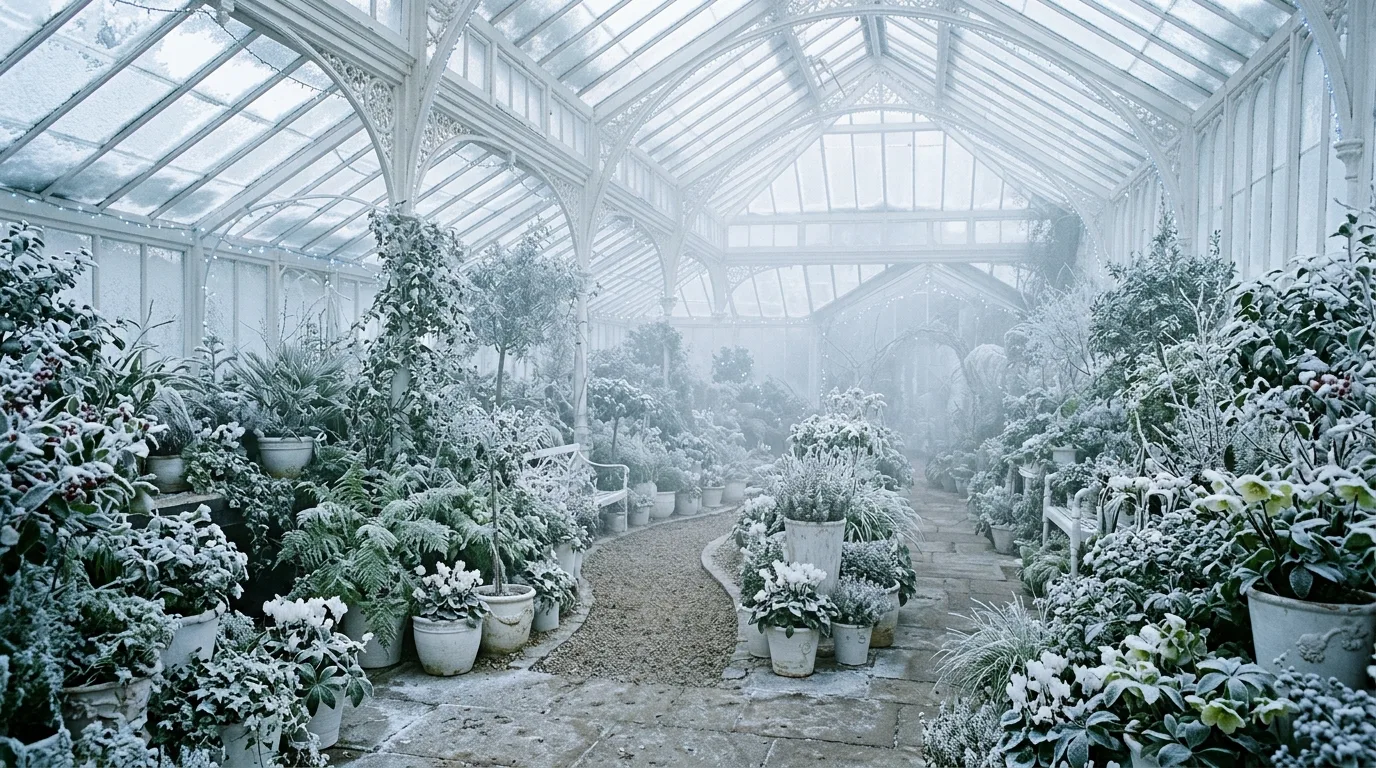 Crystal bowl filled with white and silver ornaments for winter decorating.