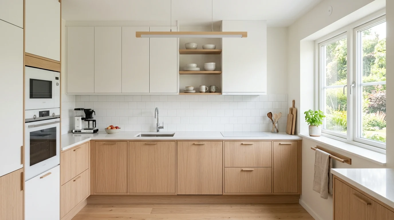 Stone white interior palette with textured modern materials.