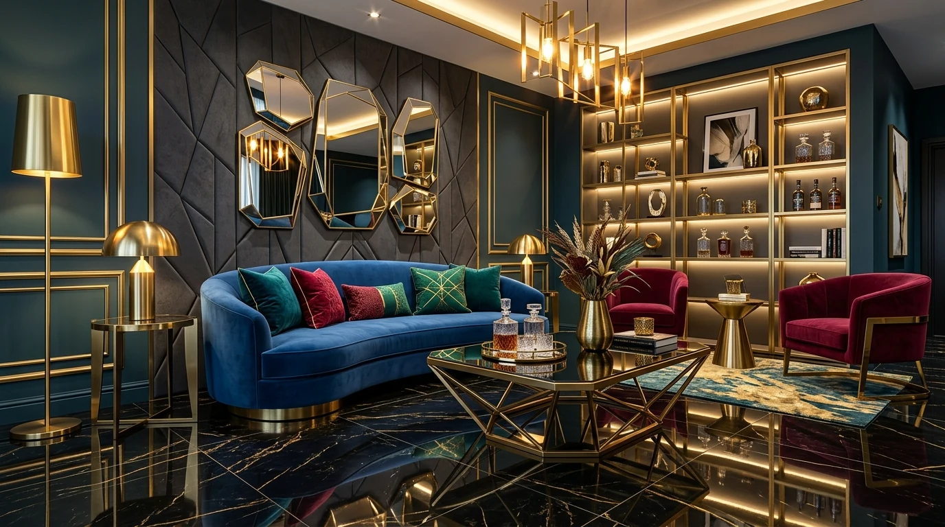 Modern interior accenting with muted aubergine tones.