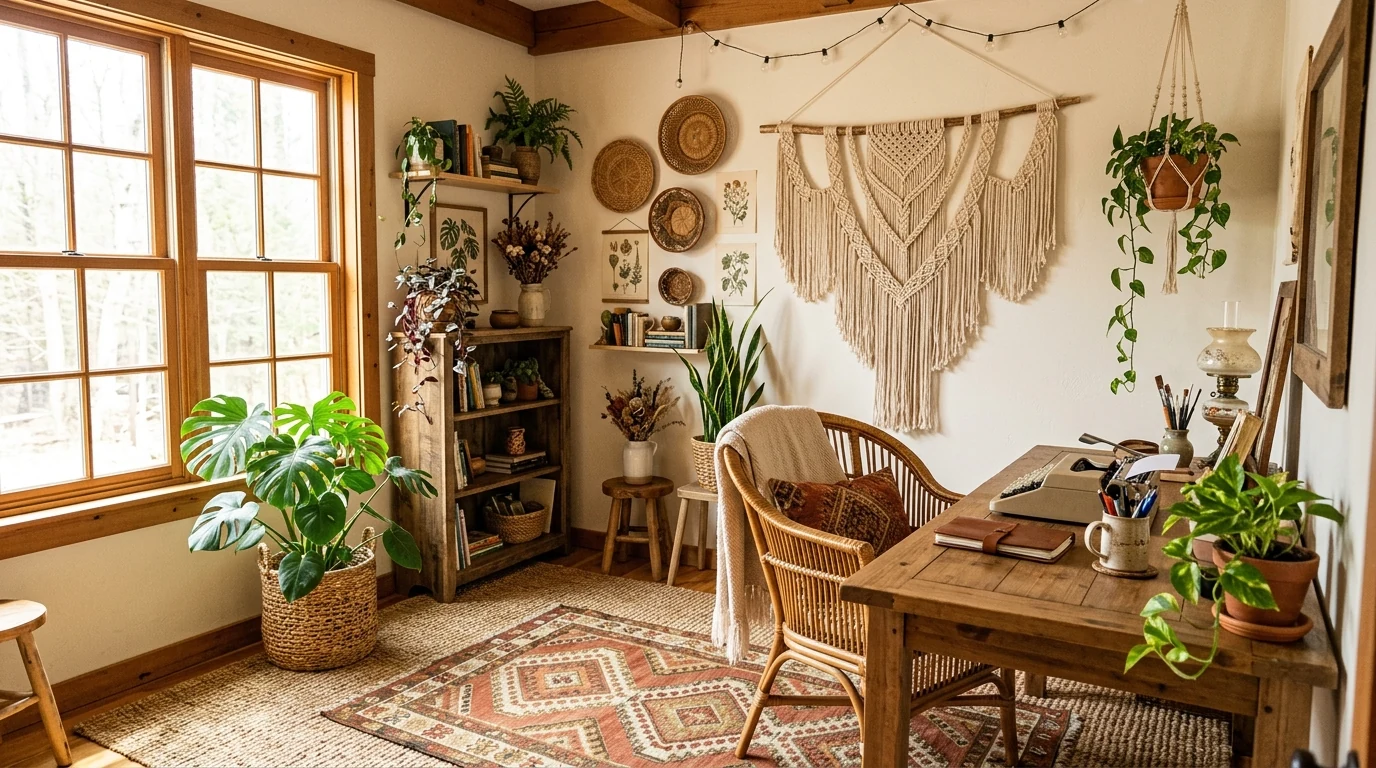 Home office with a planning wall and pinboard to support a productive workflow.