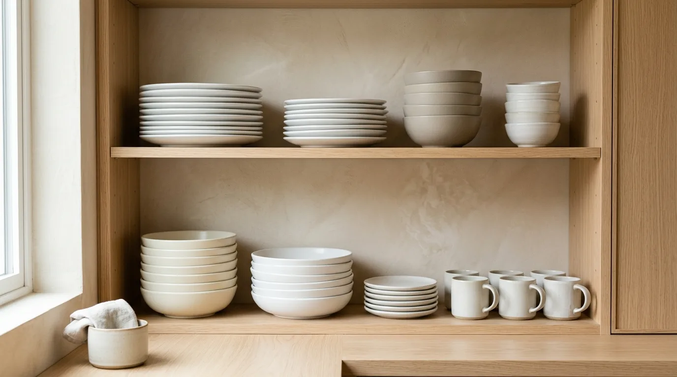 Kitchen refresh with a small green plant adding life to the counter.