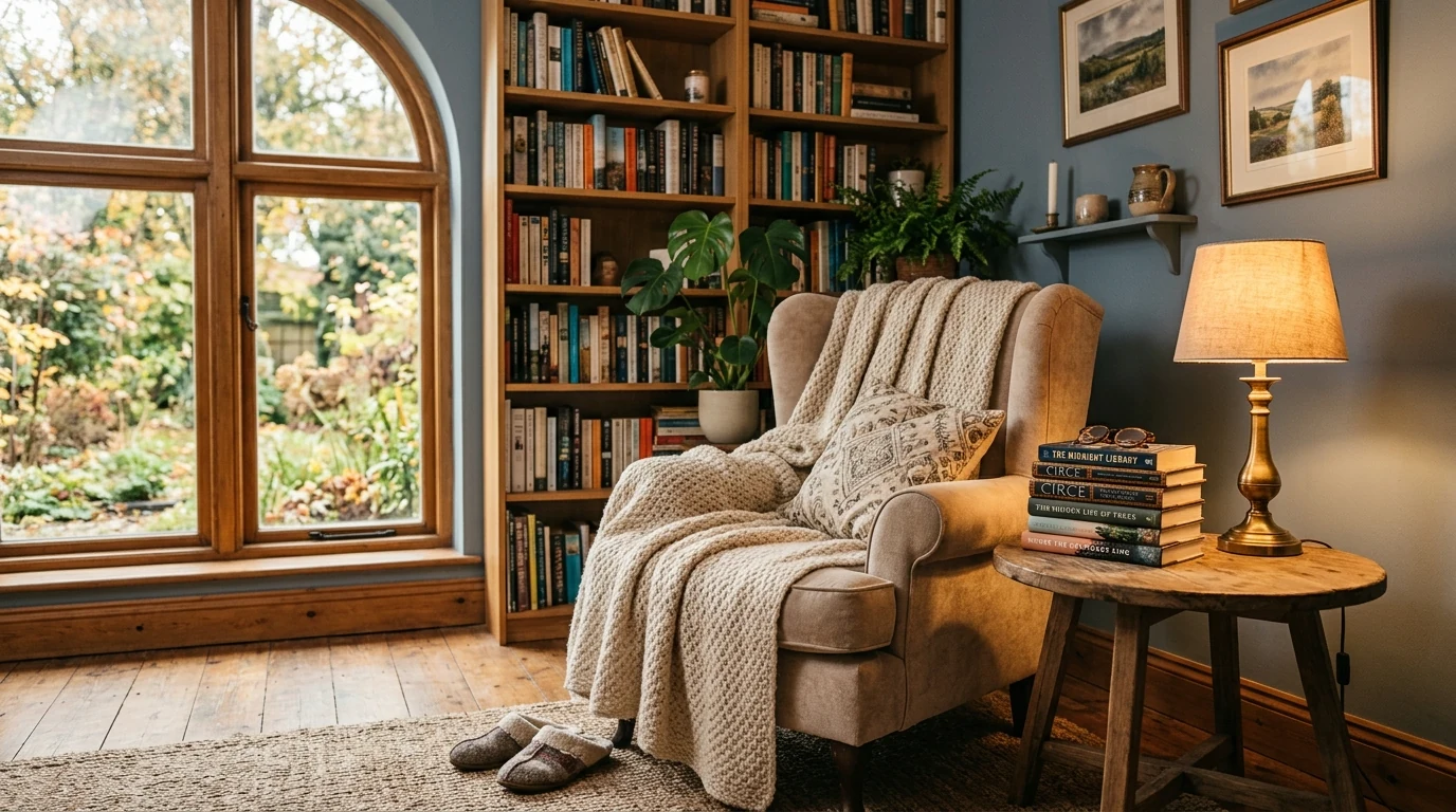 Reading home nook designed as a cozy place to curl up with a book.
