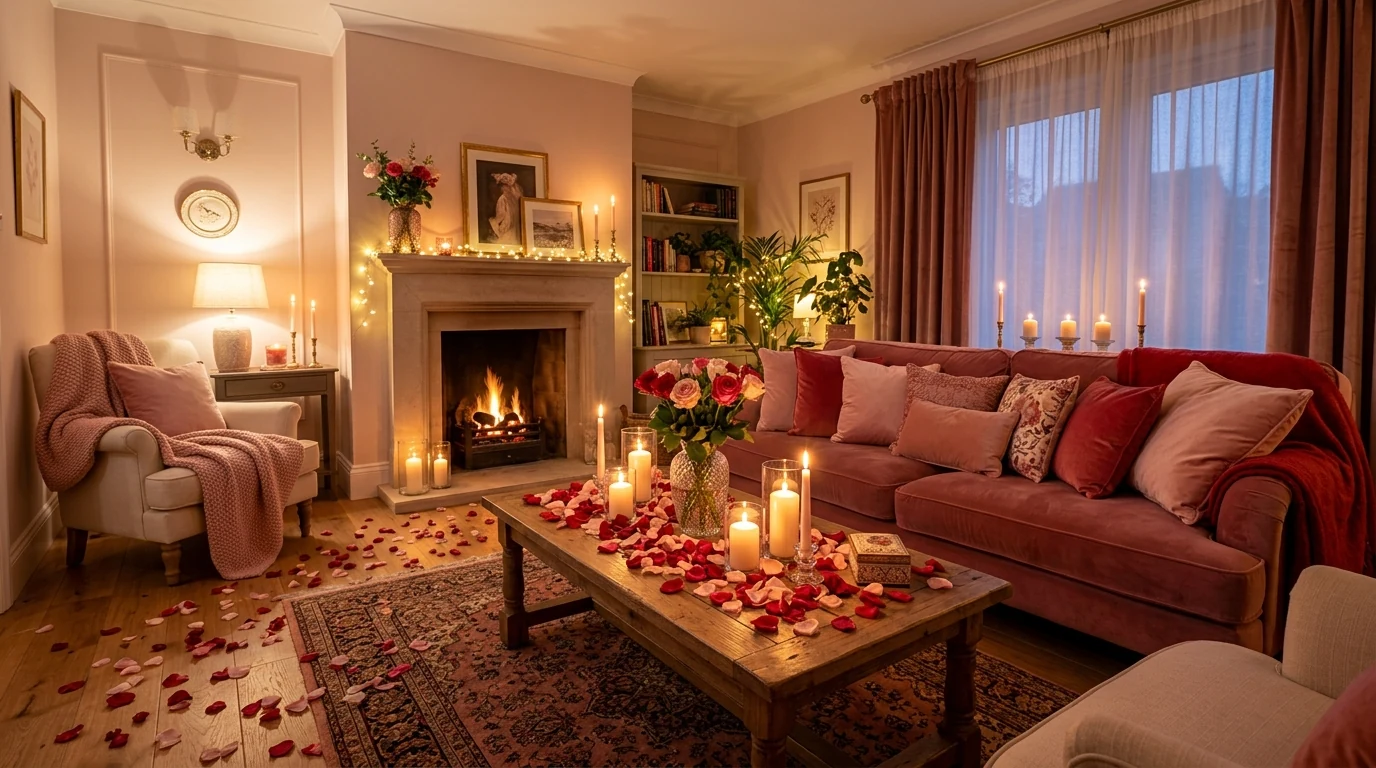 Romantic Valentines Day home decor creating a love-filled space.