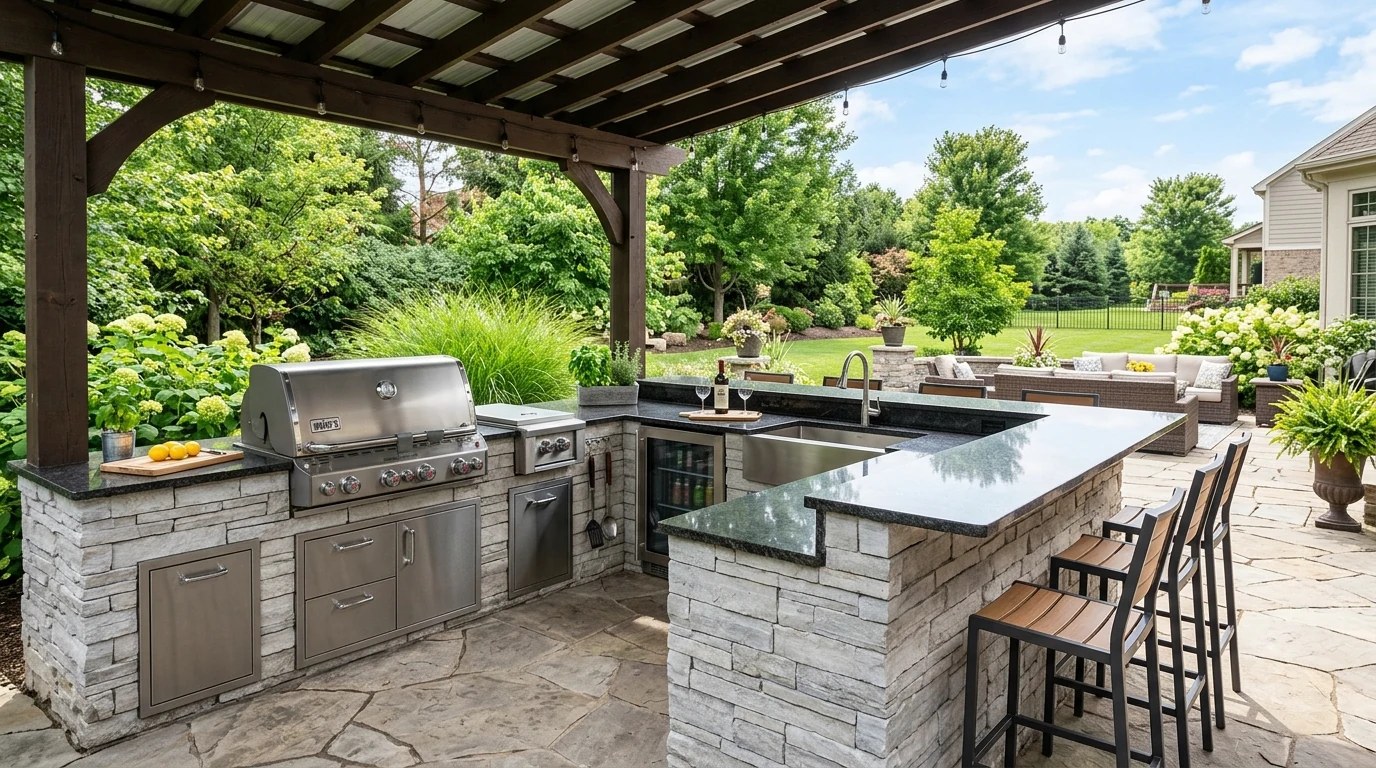 Sizzling stunning outdoor kitchen design for backyard entertaining.